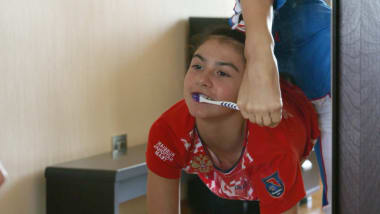 Lala Kramarenko can brush her teeth with her foot!